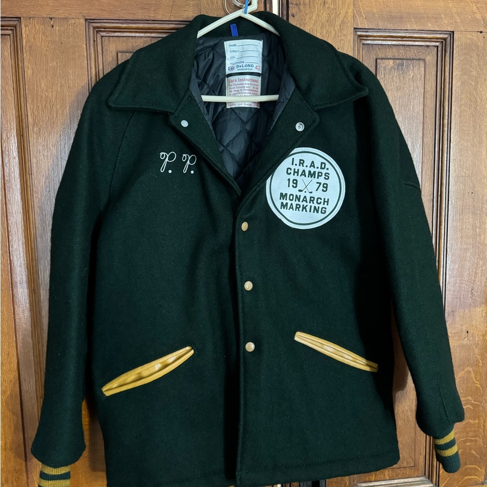 DeLONG Sportswear varsity Letterman Dark Green Jacket